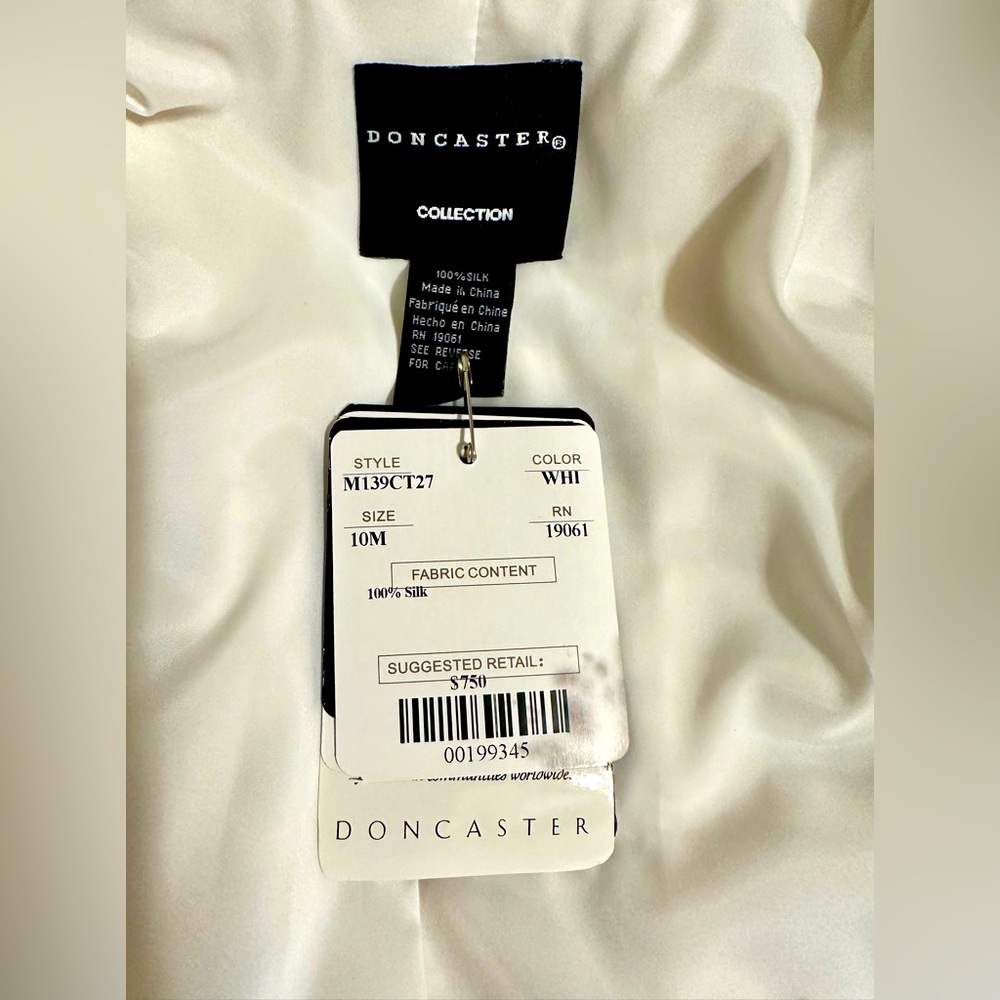 DESIGNER! DONCASTER COLLECTION!🌸100% SILK PEACOAT/DUSTER/White/Size-10 - Picture 13 of 16